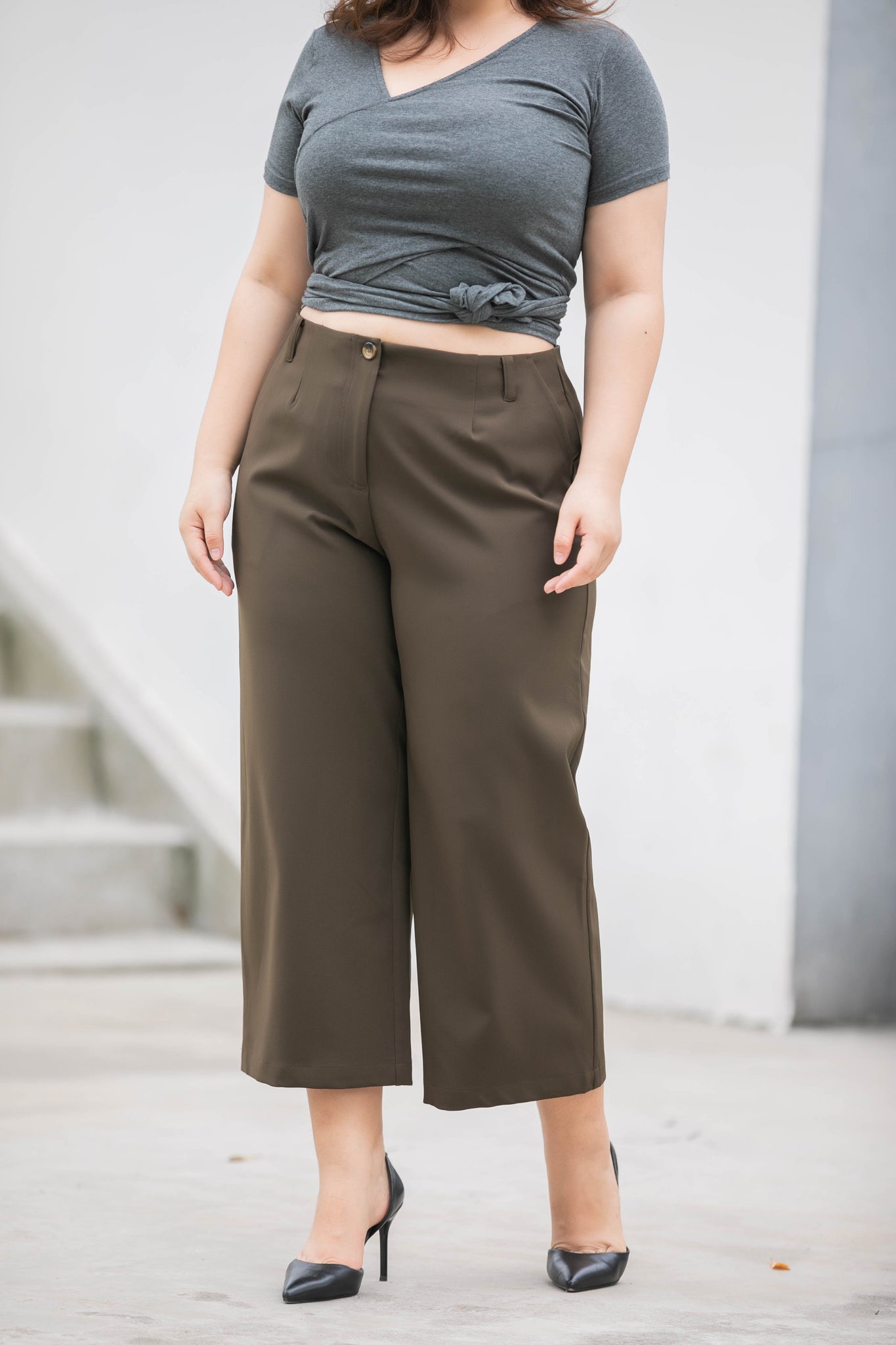 plus size wide leg crop pants