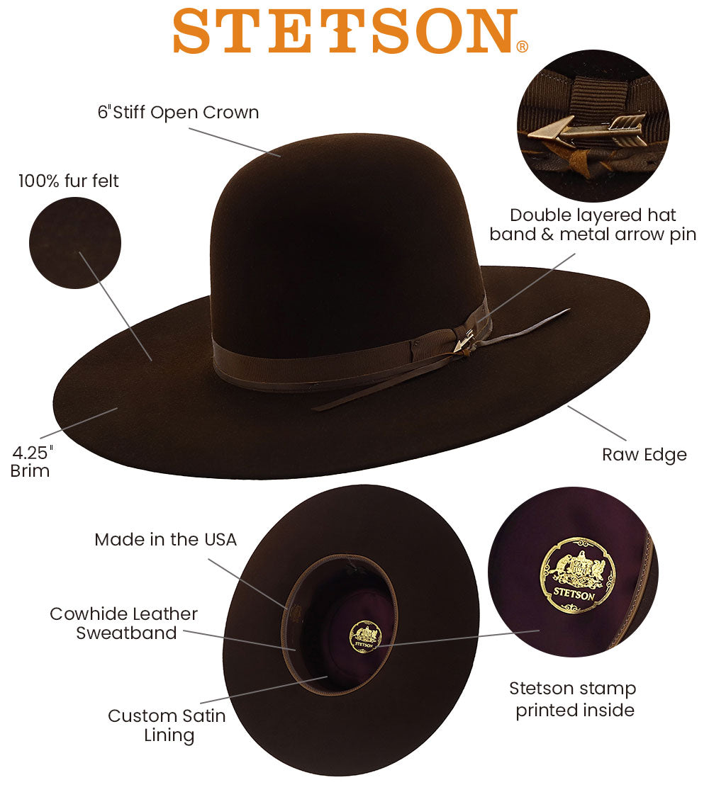 Smith - Stetson Fur Felt Open Crown Western Hat – Fashionable Hats