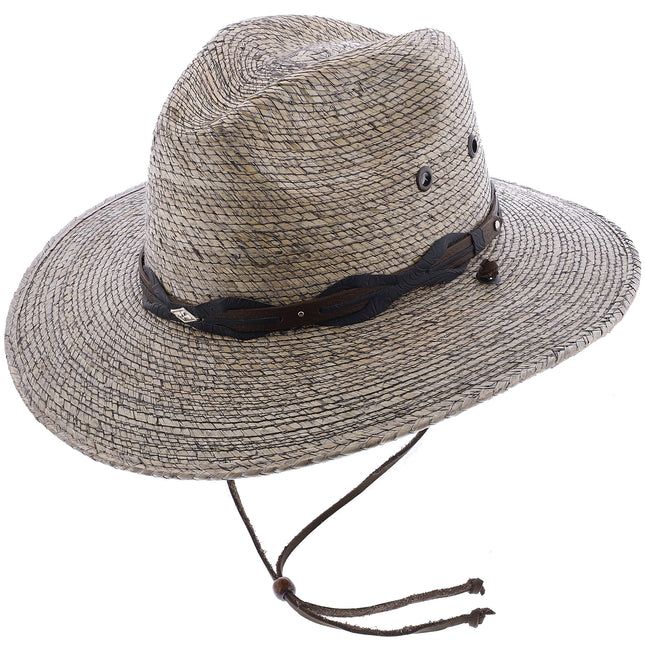 Mens Stetson Gambler Seagrass Straw Outdoorsman Hat, tan