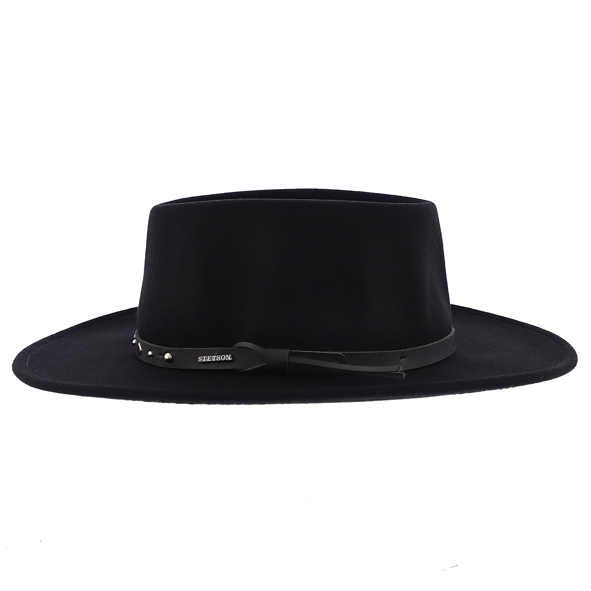 Mens Stetson Black Hawk Wool Gambler Style Hat, black