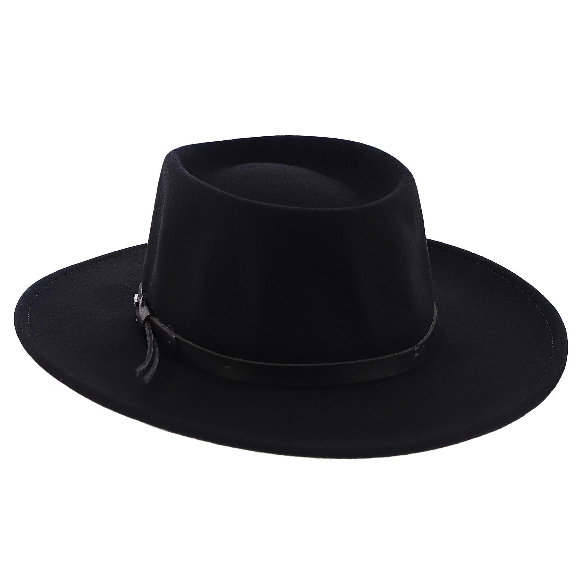 Mens Stetson Black Hawk Wool Gambler Style Hat, black