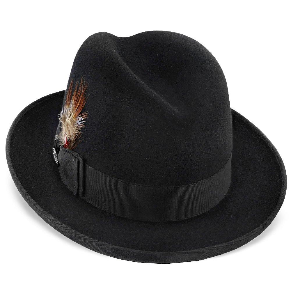 Mens Stetson Fur Felt Homburg Hat, 2 inch brim, black