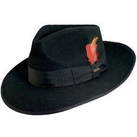 Twain Scala WF569 Brown Wool Felt Top Hat 5.5 Tall, black