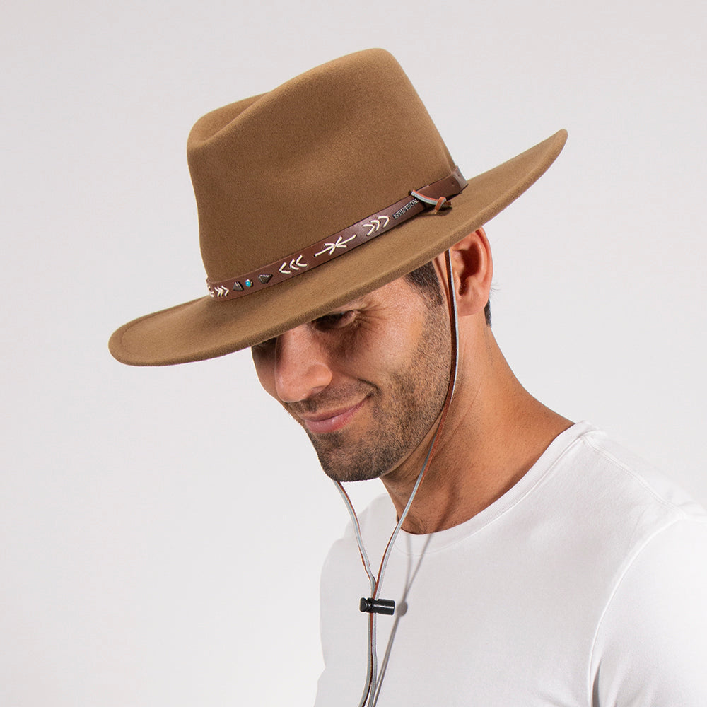 Mens Stetson Santa Fe Wool Crushable Western Hat, black | Fashionable Hats
