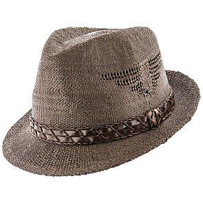 Tribal - Jeanne Simmons Natural Toyo Straw Trilby Fedora Hat - 6744