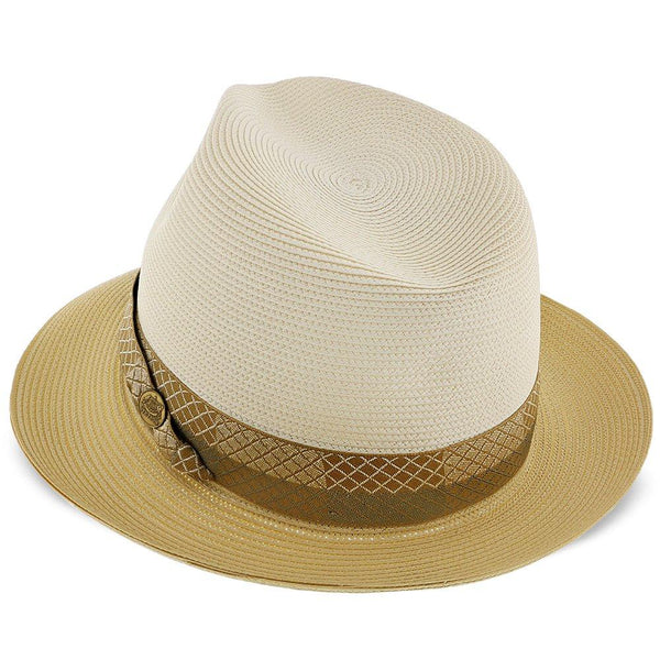 Mens Stetson Stylish Andover Milan Straw Fedora Hat, tan