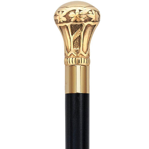 Luxurious Gold Plated Maccaron w/ Swarovski Elements Knob Handle Walking  Cane w/ Black Shaft