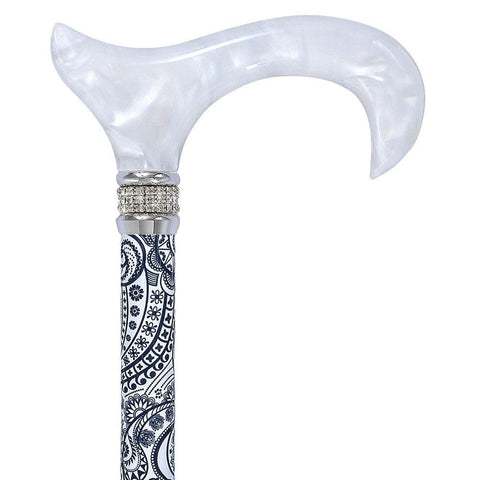  Classy Walking Canes Adjustable Shinny White Rhinestone Cane -  Shaft is White 31-38” Adjustable Height Cane with Aluminum Shaft.  Functional Grip in Off White : Health & Household