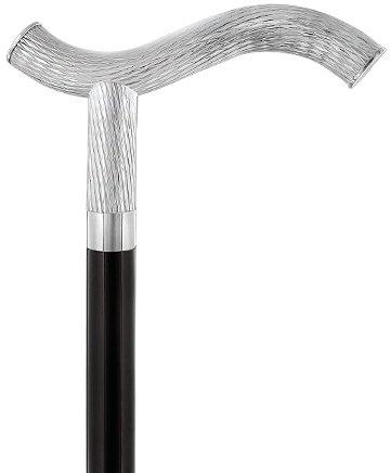 Curved 925 Sterling Silver Walking Stick. this walking cane boasts