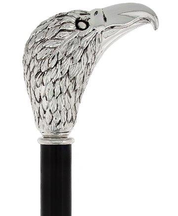 Silver 925r Swan Walking Stick w/ Black Beechwood Shaft