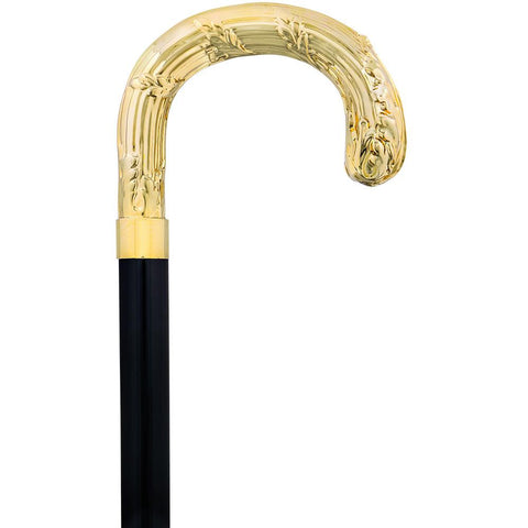 24K Gold Plated Lion Head Walking Stick With Black Beechwood