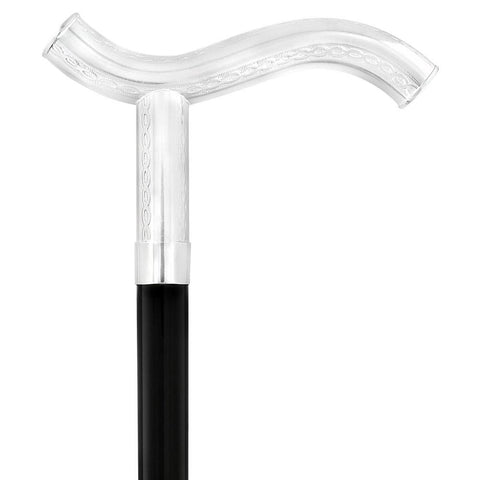Silver 925r Swan Walking Stick w/ Black Beechwood Shaft