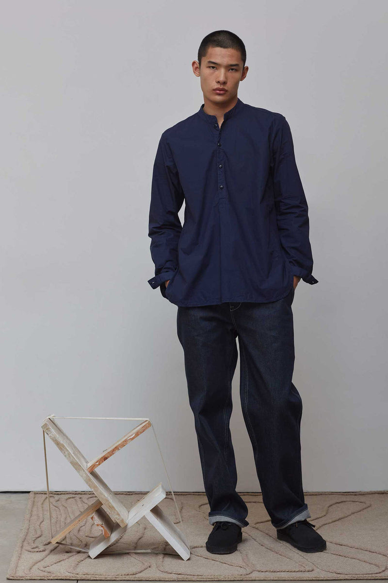 100% Cotton Botanist Slim Fitting Collarless Shirt - Blue – Toogood