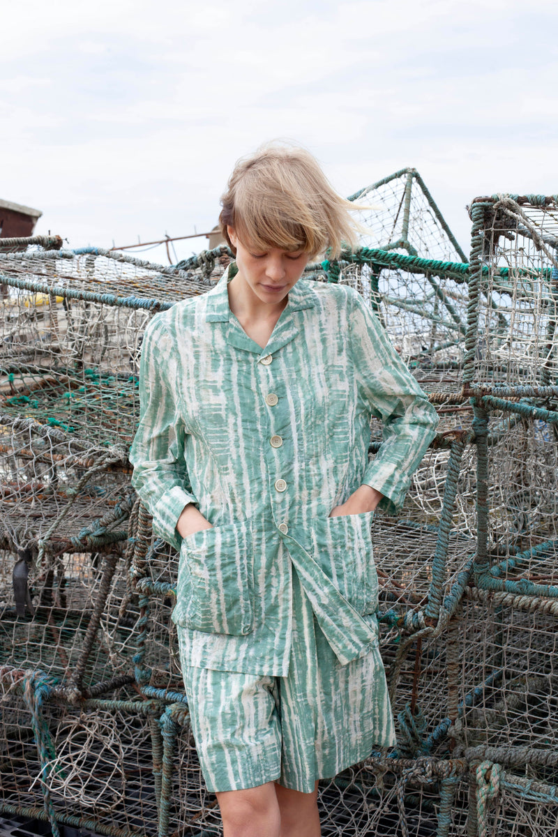 THE PHOTOGRAPHER JACKET / STRIPED ORGANDY SEA GREEN