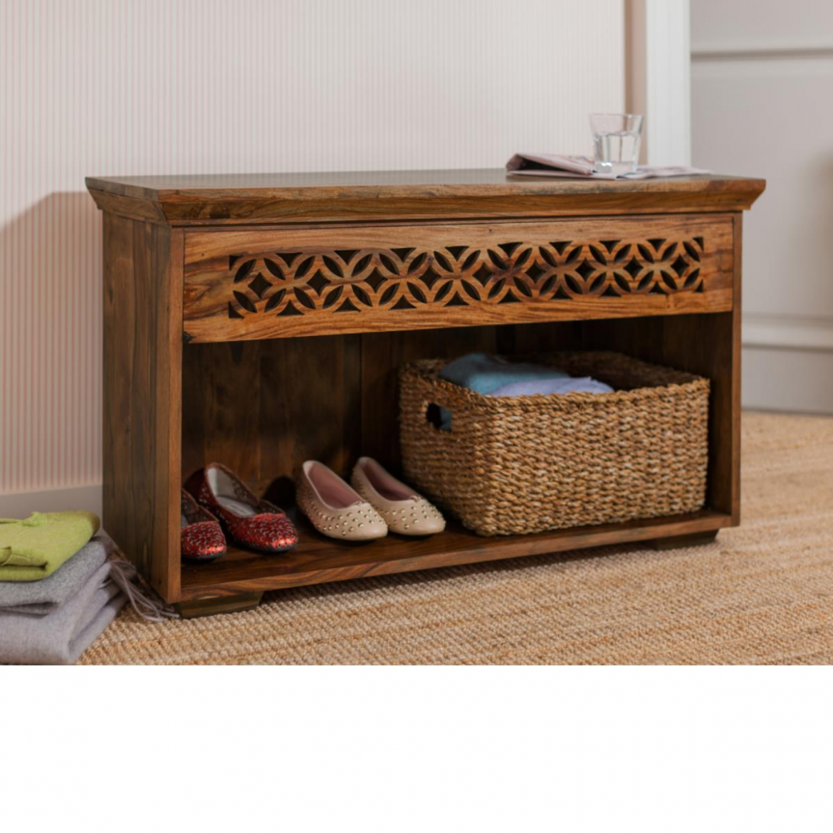 sheesham wood shoe rack