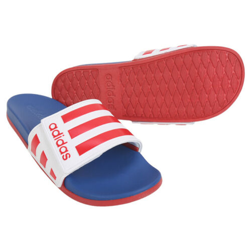 adidas slides white red blue