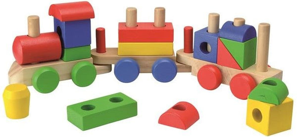 Beluga Wooden Block Train (18-Piece, Multi-Colour) 0