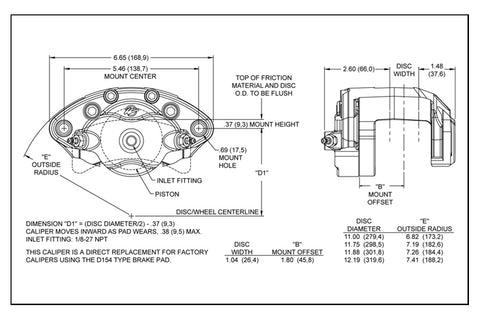 Wilwood D154-R engineering drawing