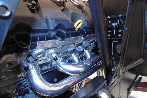 Specially made Headers by Doug for Coyote engine in early Mustang