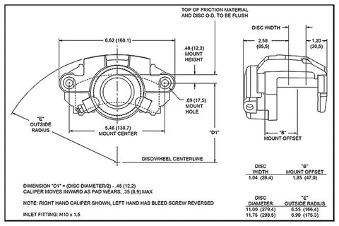 Engineering drawing of Metric Iron D154 Caliper