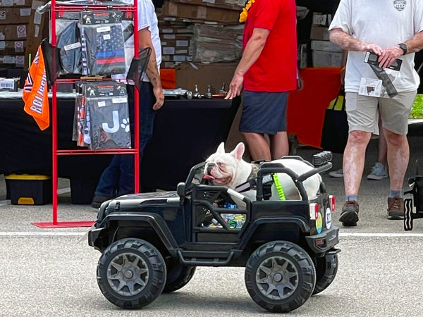 Jeep Beach 4 - Bulldog drives a Power Wheels Jeep