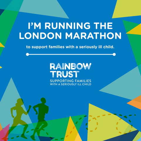 graphic saying i'm running the london marathon to support the rainbow trust