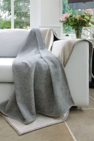 Luxury Wool Throw - Uniform and Sandstone