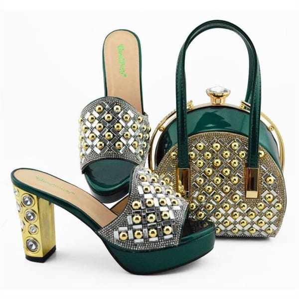 green shoes and bag for wedding