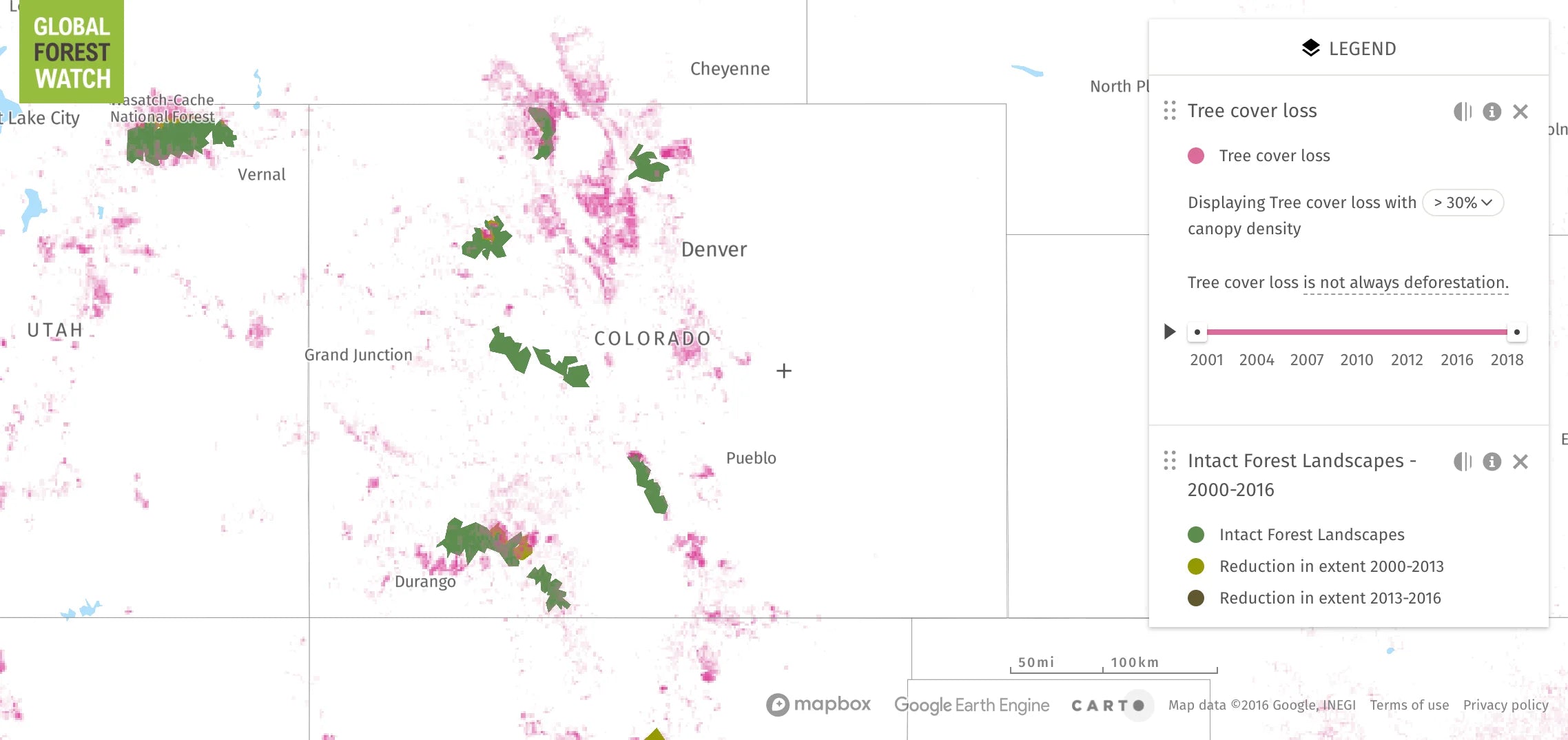 Map of Deforestation in Colorado