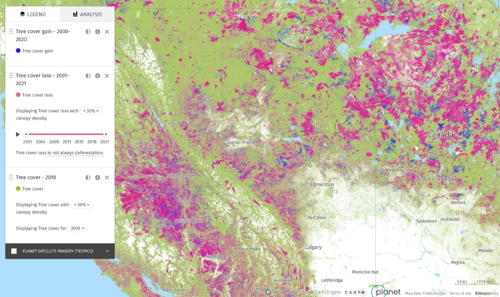 Forest Coverage in Alberta