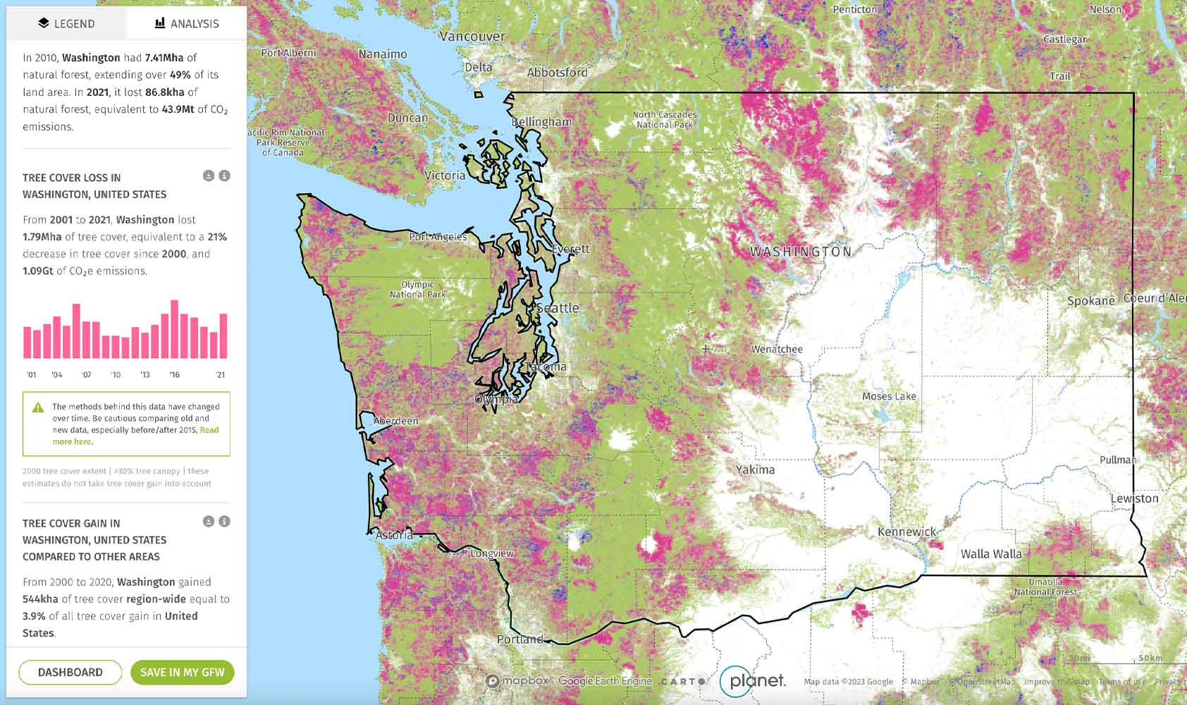 Forest Coverage in Washington