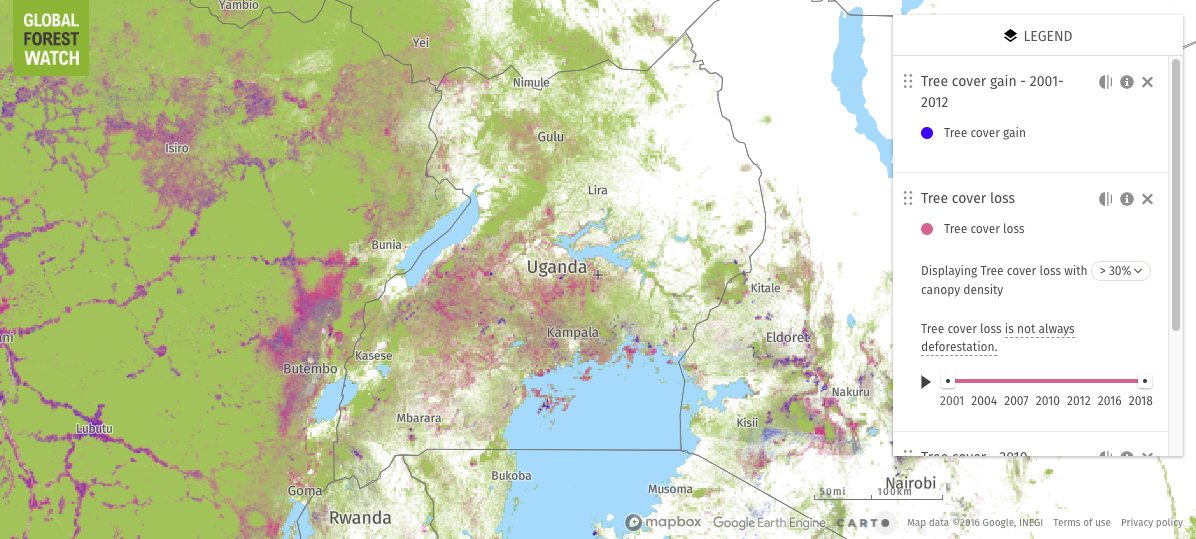 Map of Deforestation in Uganda
