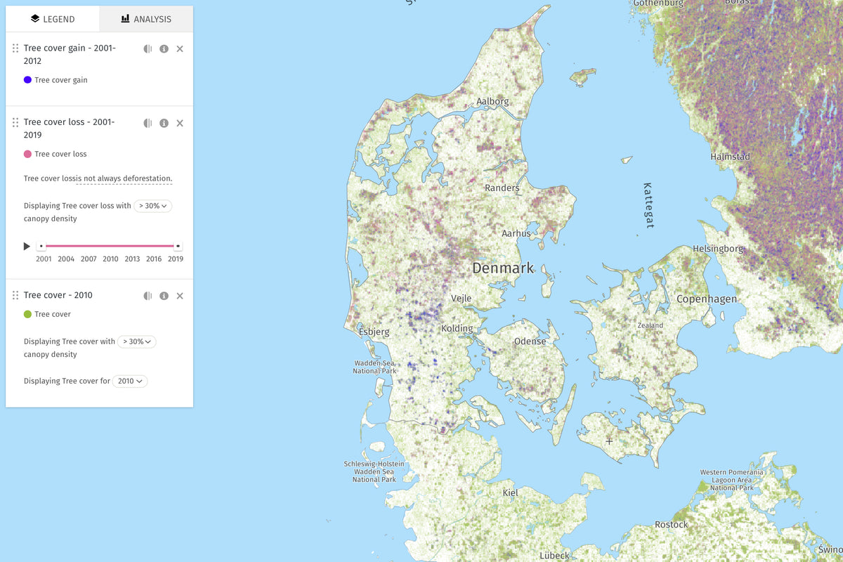 Map of Deforestation in Denmark