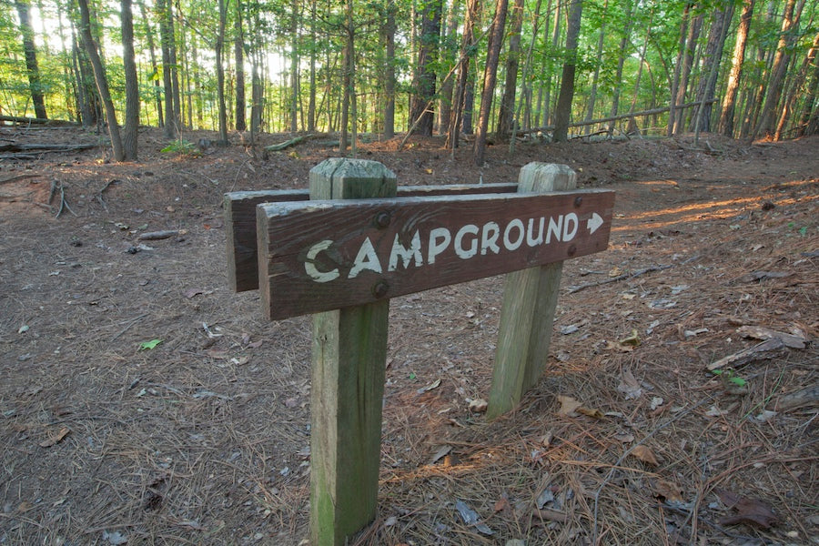 wooden campground sign