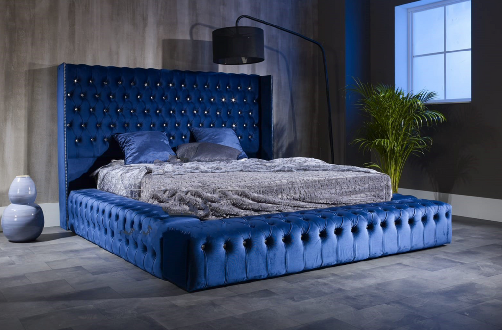Luxury Blue Velvet Bed Frame | Rosalee Ambassador | Barron Beds – BarronBeds