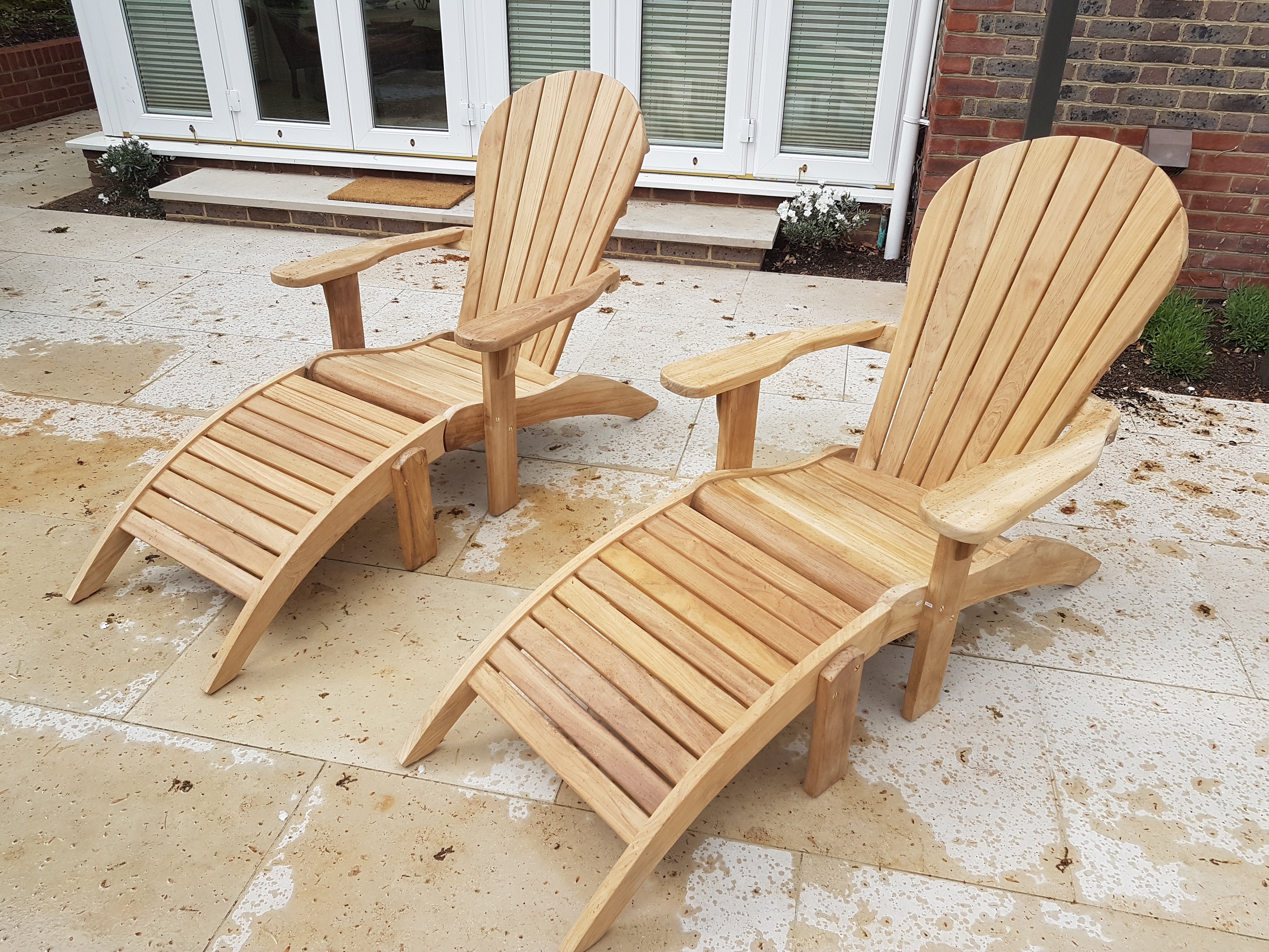 teak adirondack chair with ottoman