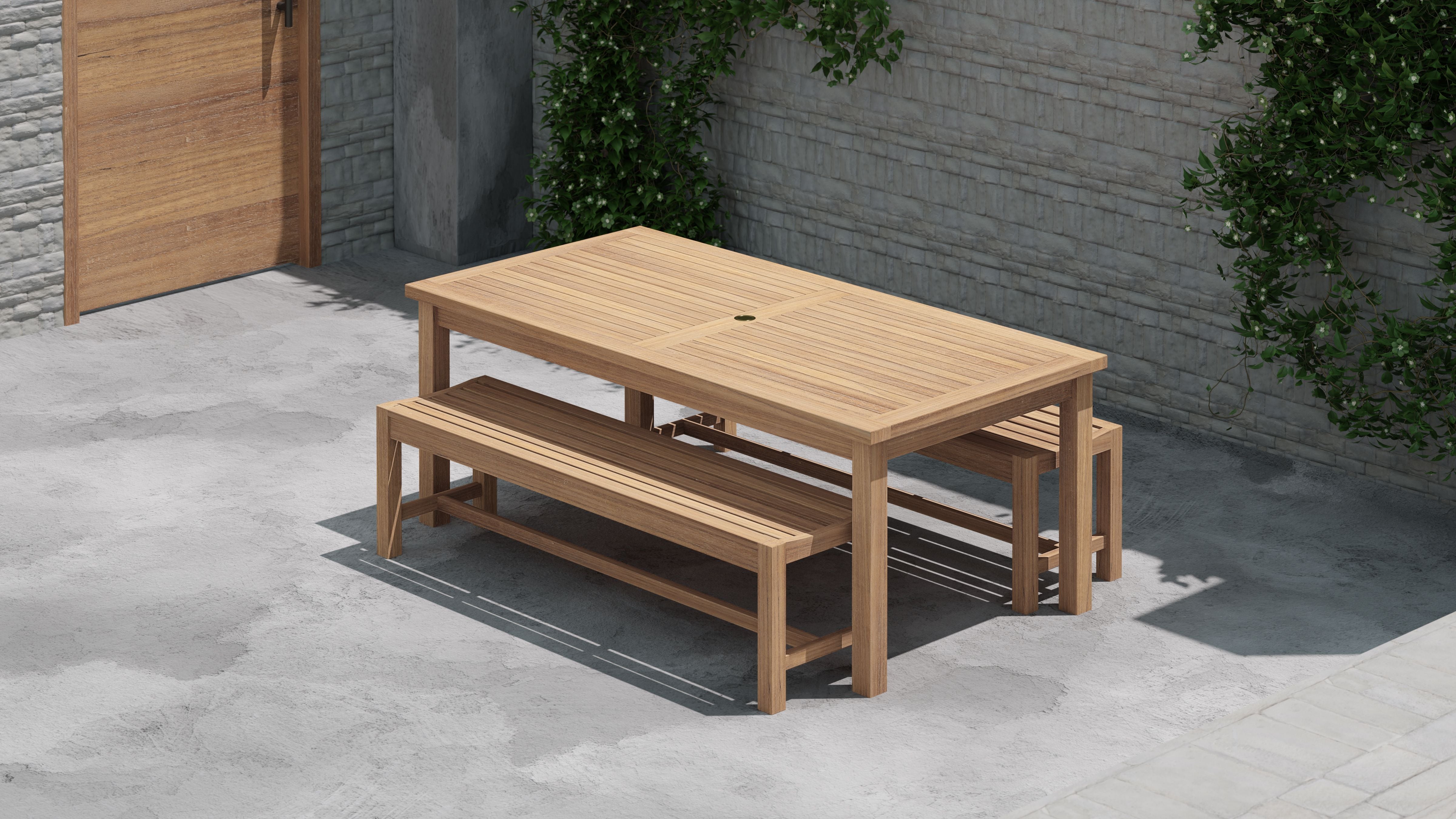 garden table and bench