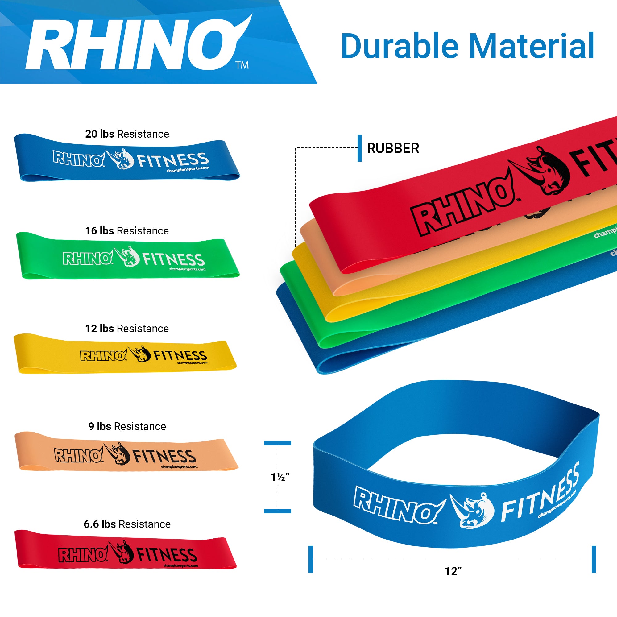 RHINO Fitness® Stretch Resistance-Training Band Series – Rhino Pickleball