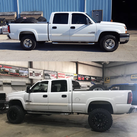 Before and after 6 inch lift kit installation