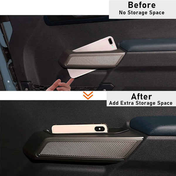 Ford Bronco 2021 2022 Car Interior Accessories, ABS Front Door Side Armrest Phone Pocket