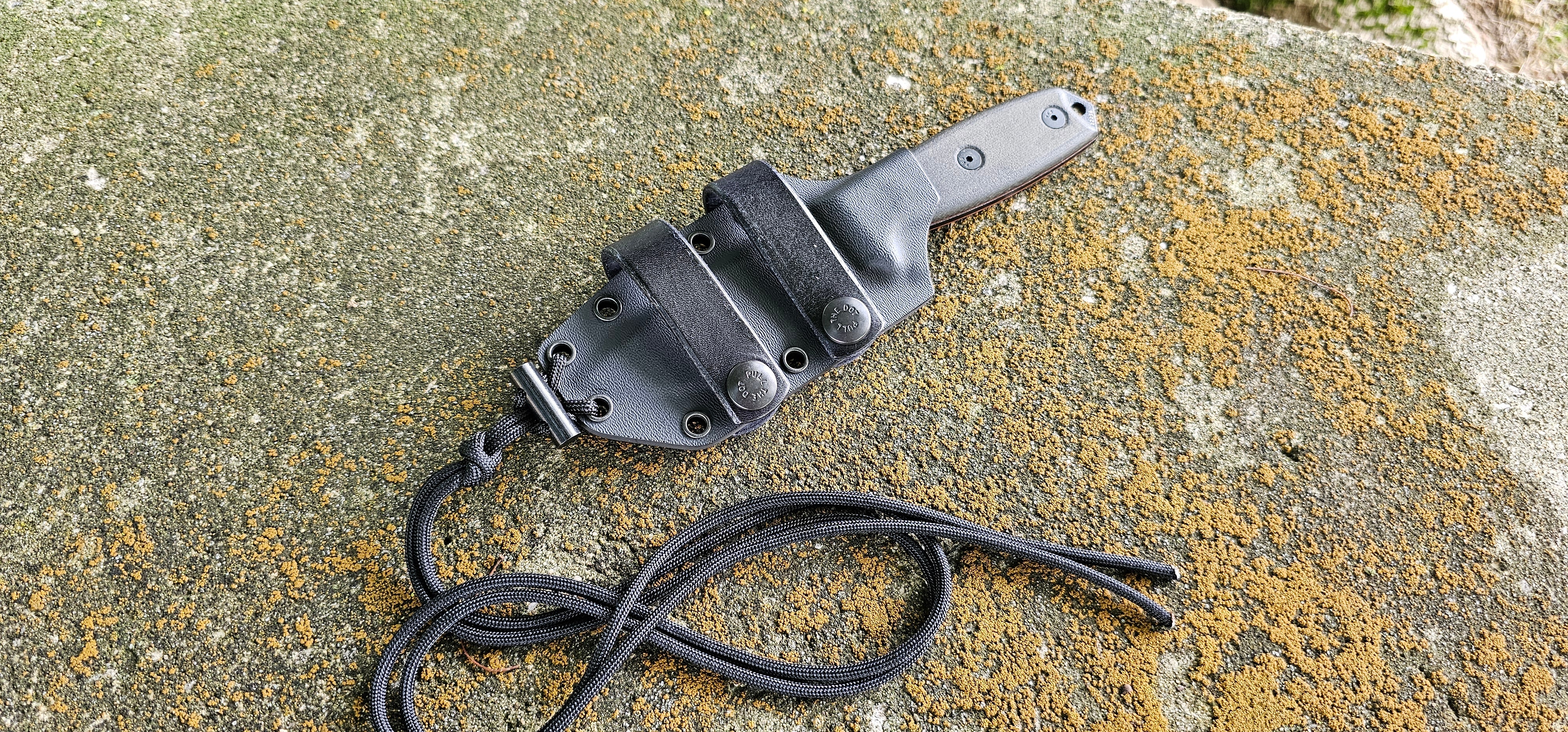 ESEE ESEE-3 custom kydex sheath, Scout Carry, Paracord Lanyard, Mini Firesteel, Pancake