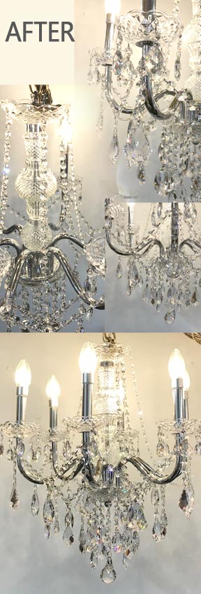 After image of applying Crystal Chandelier & Lighting Fixture Restoration