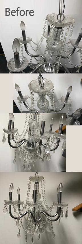 Before applying Crystal Chandelier & Lighting Fixture Restoration