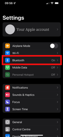 how to find bluetooth icon in iphone