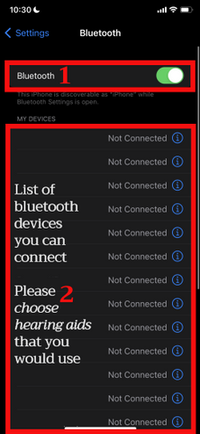 how to connect iphone with bluetooth hearingaids