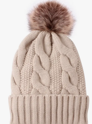 Cable Knit Fleece Lined Fur Pom Hats (Multiple Color Ways) – Coastal  Society ™