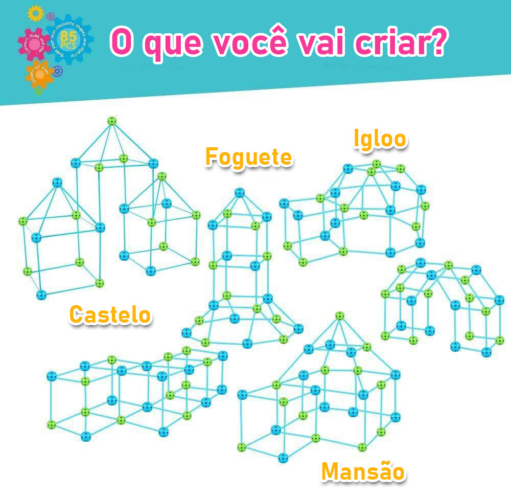 Kit Construtor de Tendas com Tubos - 85 Peças