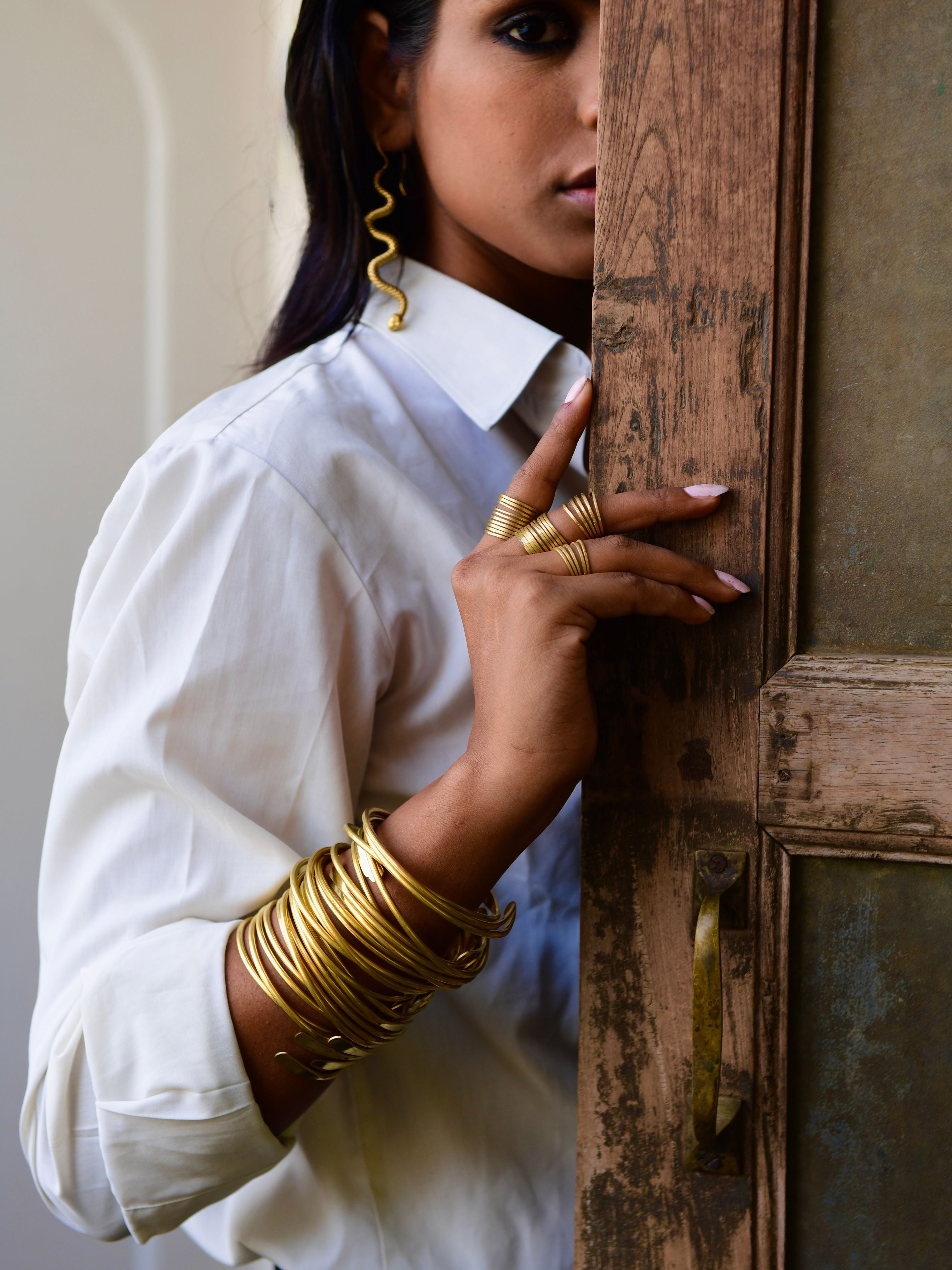 The Coil Brass Bangle (not sold in sets) - Boho Gal Jewelry product image