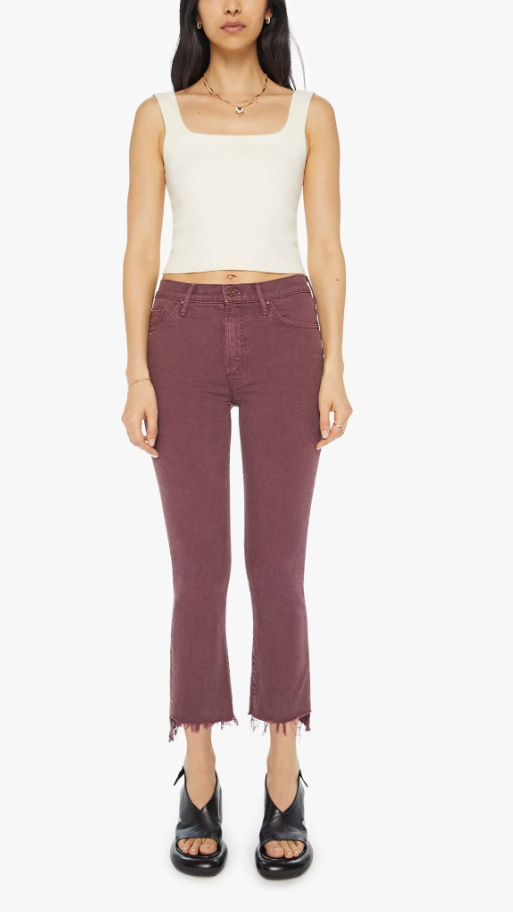 The Insider Crop Step Fray in Mauve Wine