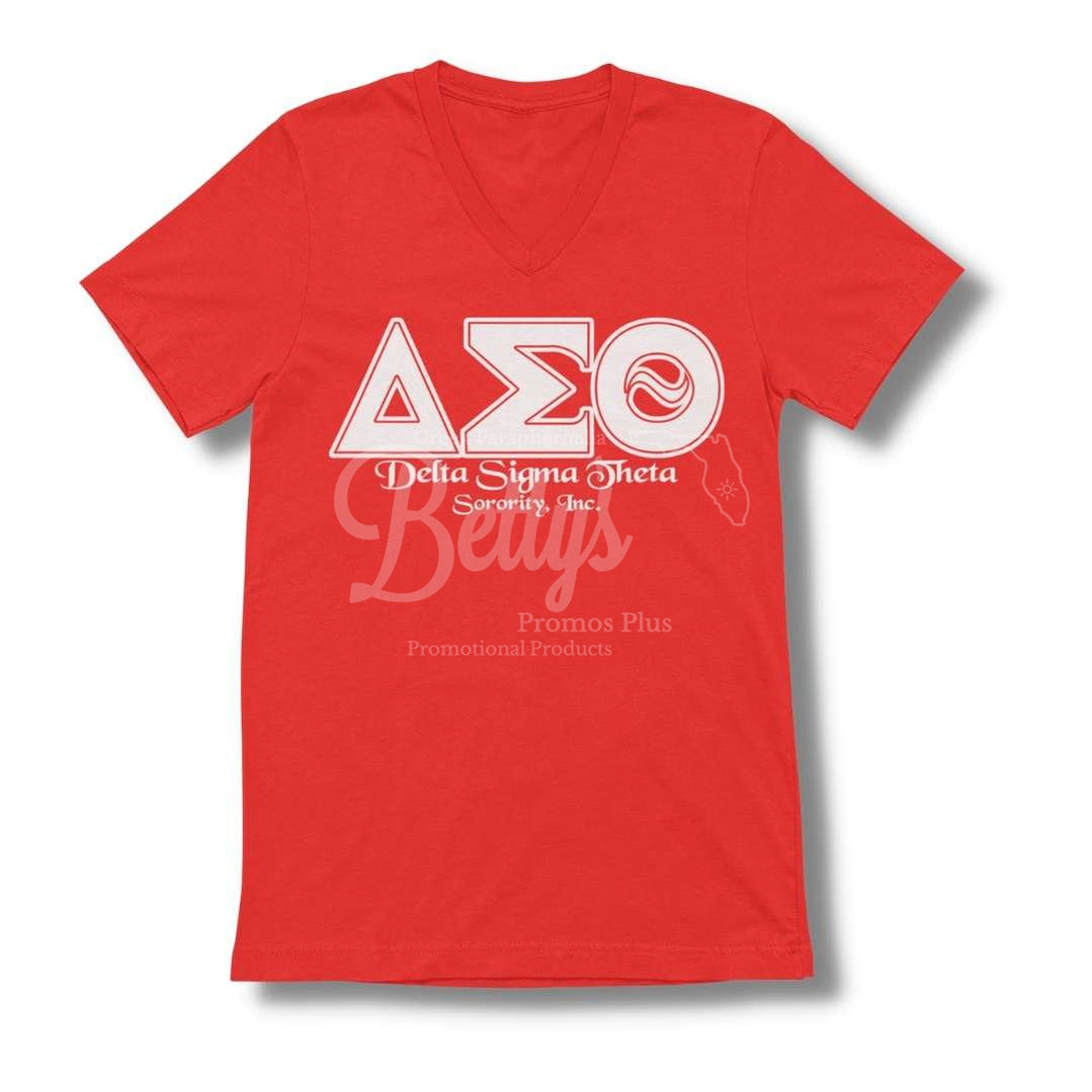 Delta Sigma Theta ΔΣΘ Greek Letters Screen Printed V Neck T Shirt Bettys Promos Plus Llc 